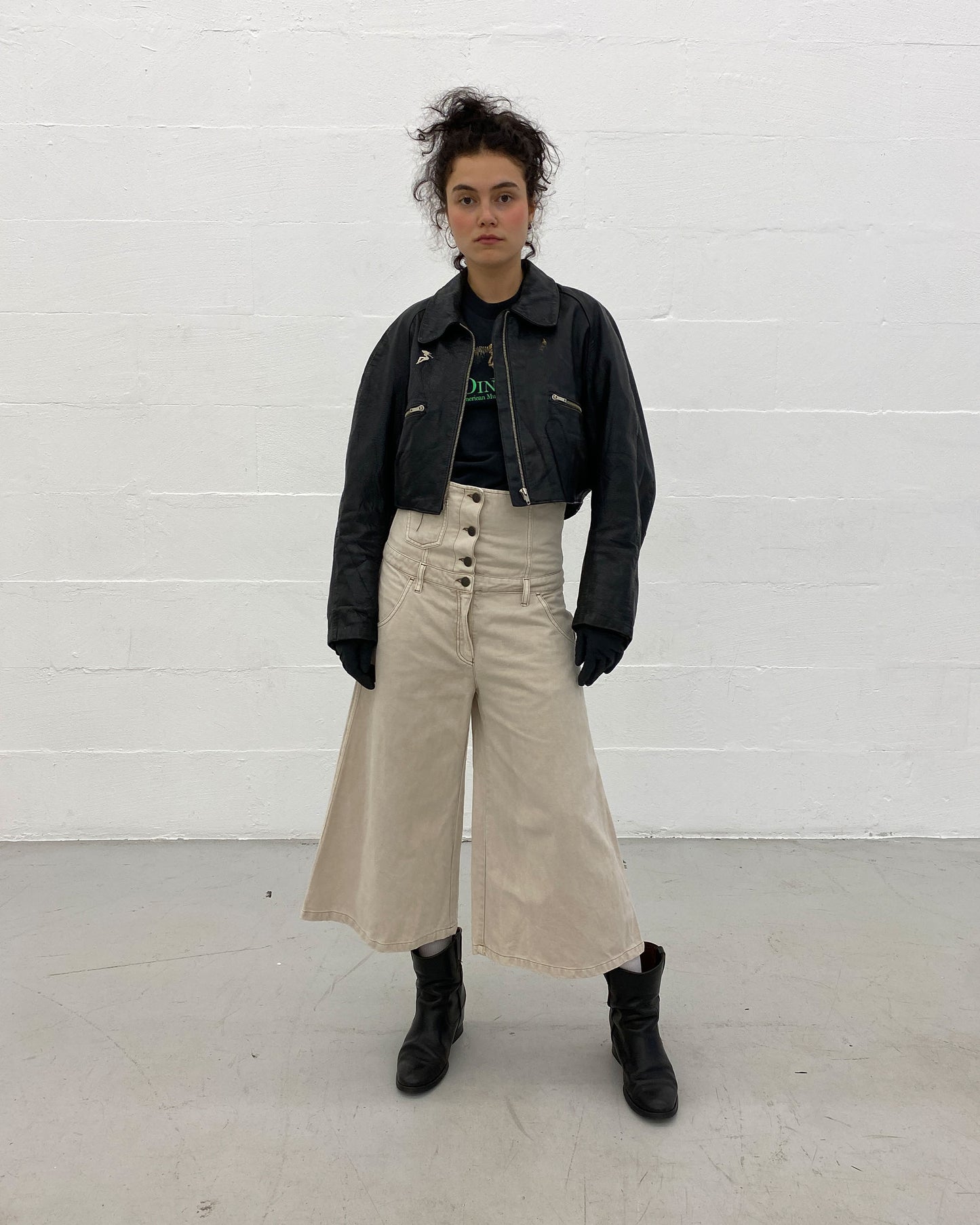 Vintage 1980s Cropped Leatherjacket Black