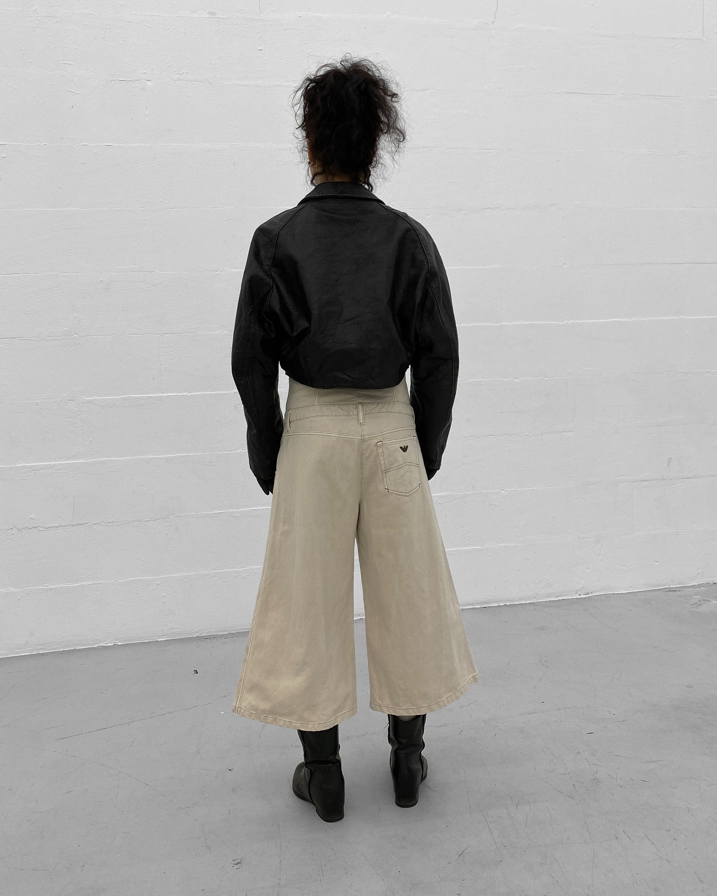 Vintage 1980s Cropped Leatherjacket Black
