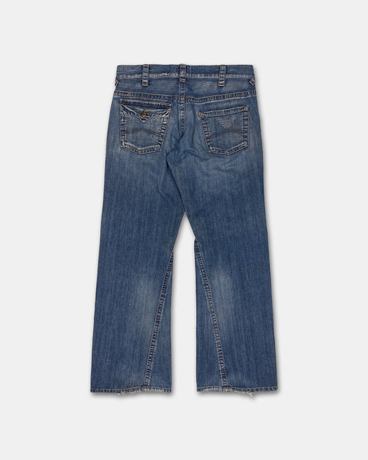 Armani Jeans 2010s Twisted Wide Leg Denim Blue