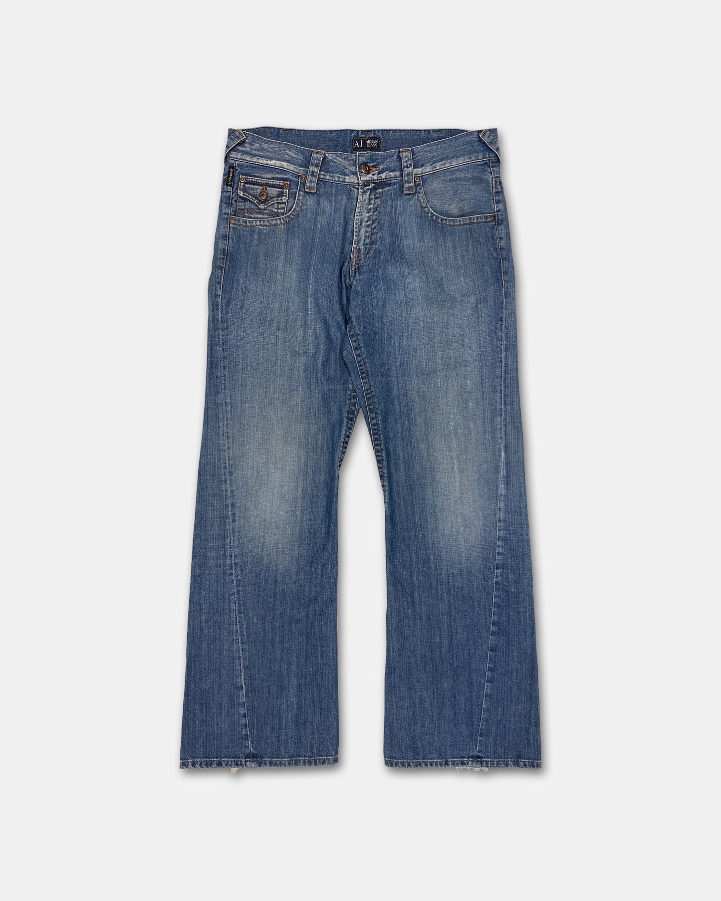 Armani Jeans 2010s Twisted Wide Leg Denim Blue