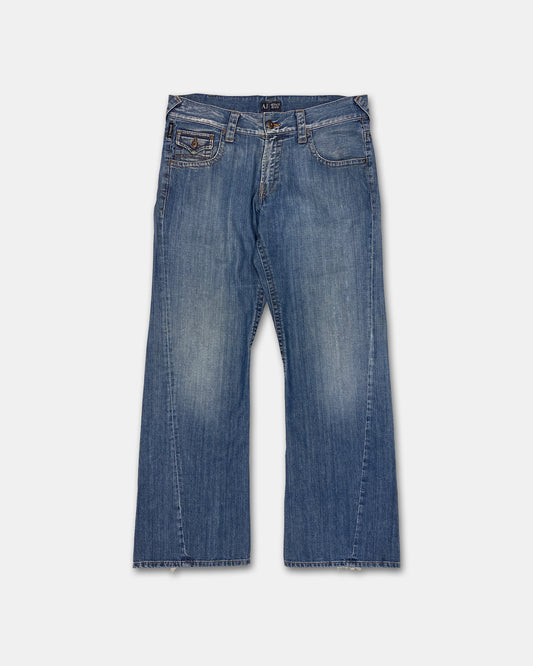 Armani Jeans 2010s Twisted Wide Leg Denim Blue