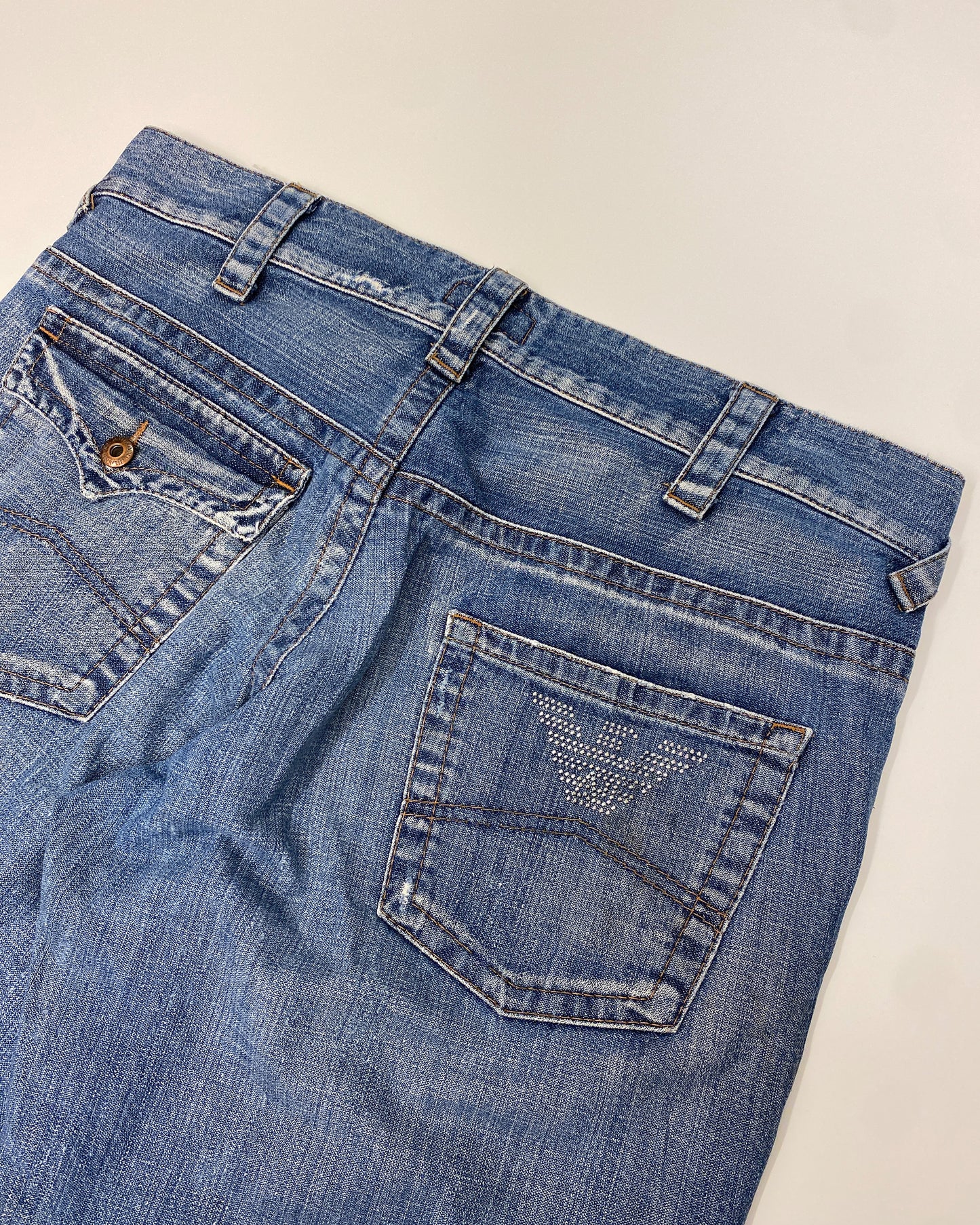 Armani Jeans 2010s Twisted Wide Leg Denim Blue