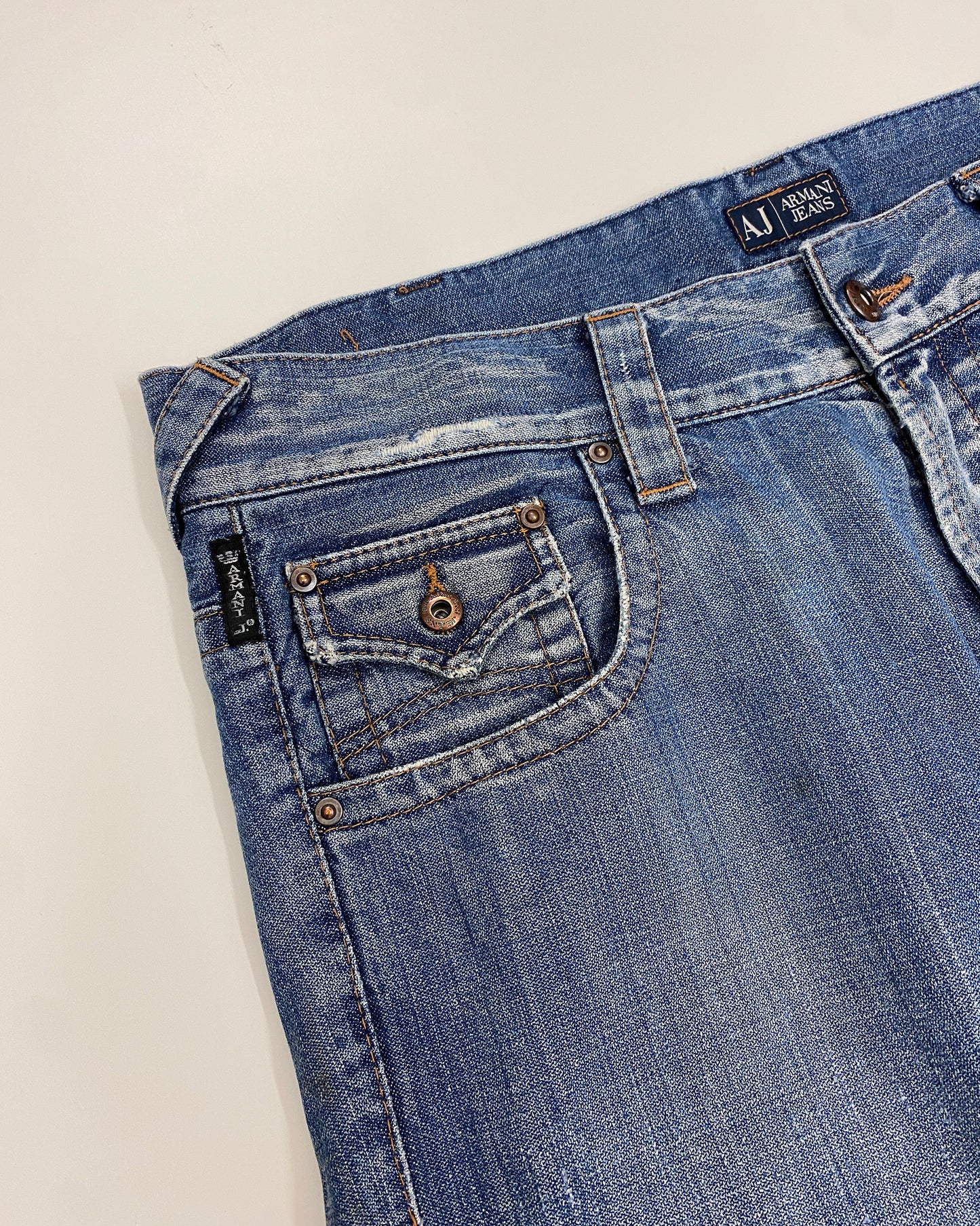 Armani Jeans 2010s Twisted Wide Leg Denim Blue