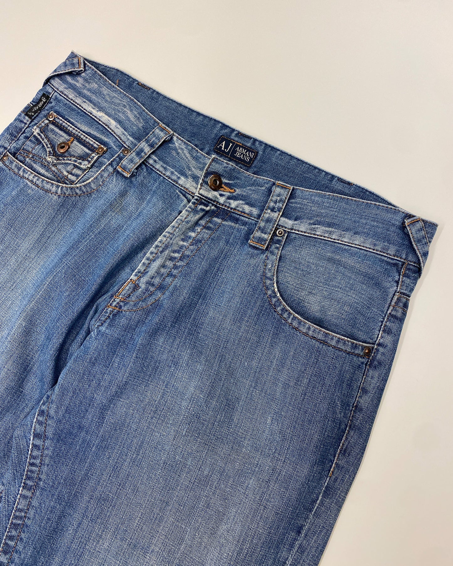 Armani Jeans 2010s Twisted Wide Leg Denim Blue