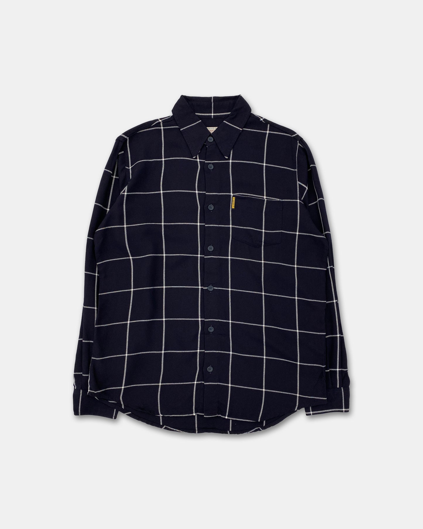 Armani Jeans 1990s Window Pane Checkered Shirt Navy