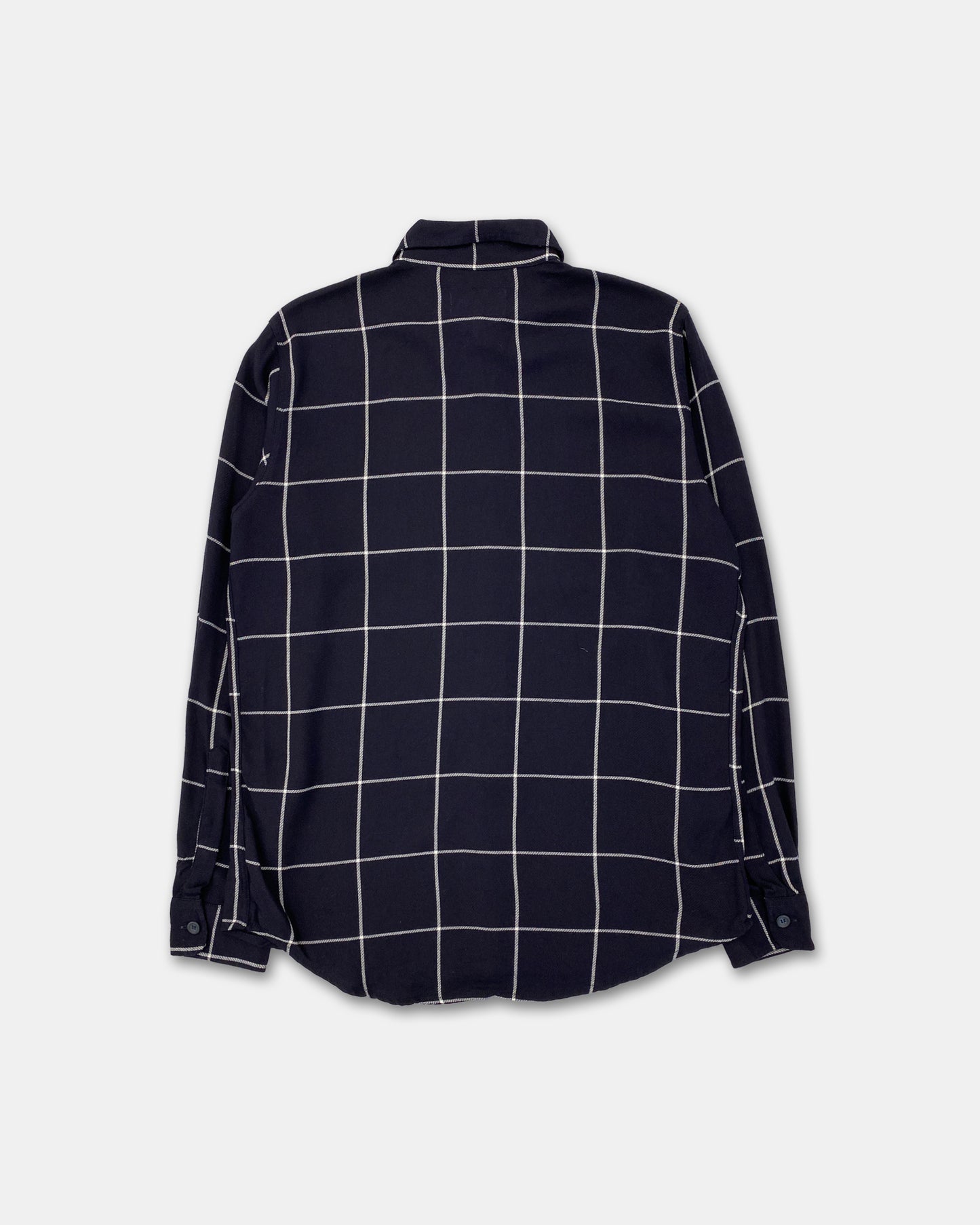 Armani Jeans 1990s Window Pane Checkered Shirt Navy