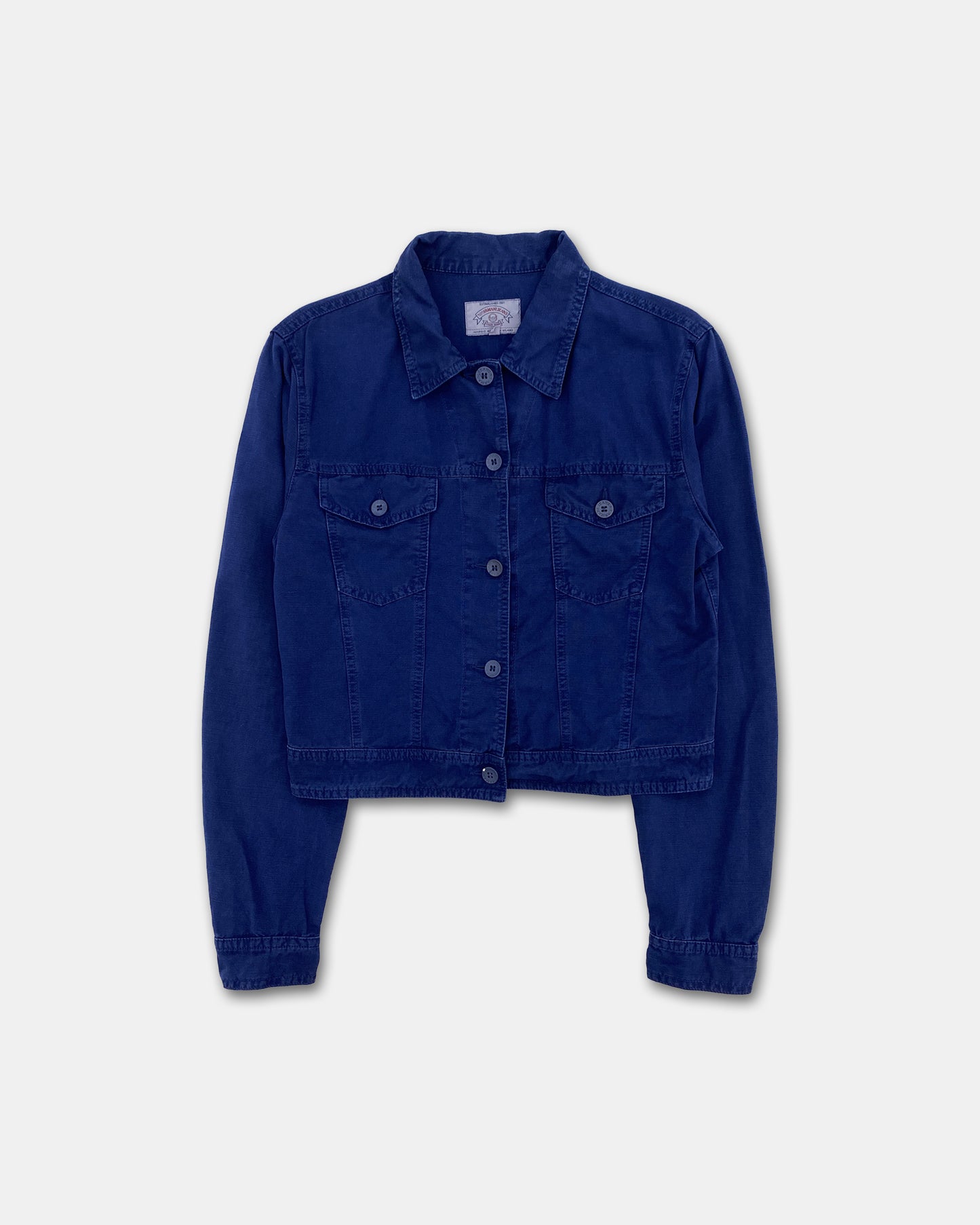 Armani Jeans 1990s Linen Trucker Jacket Navy