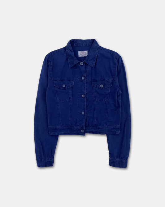 Armani Jeans 1990s Linen Trucker Jacket Navy