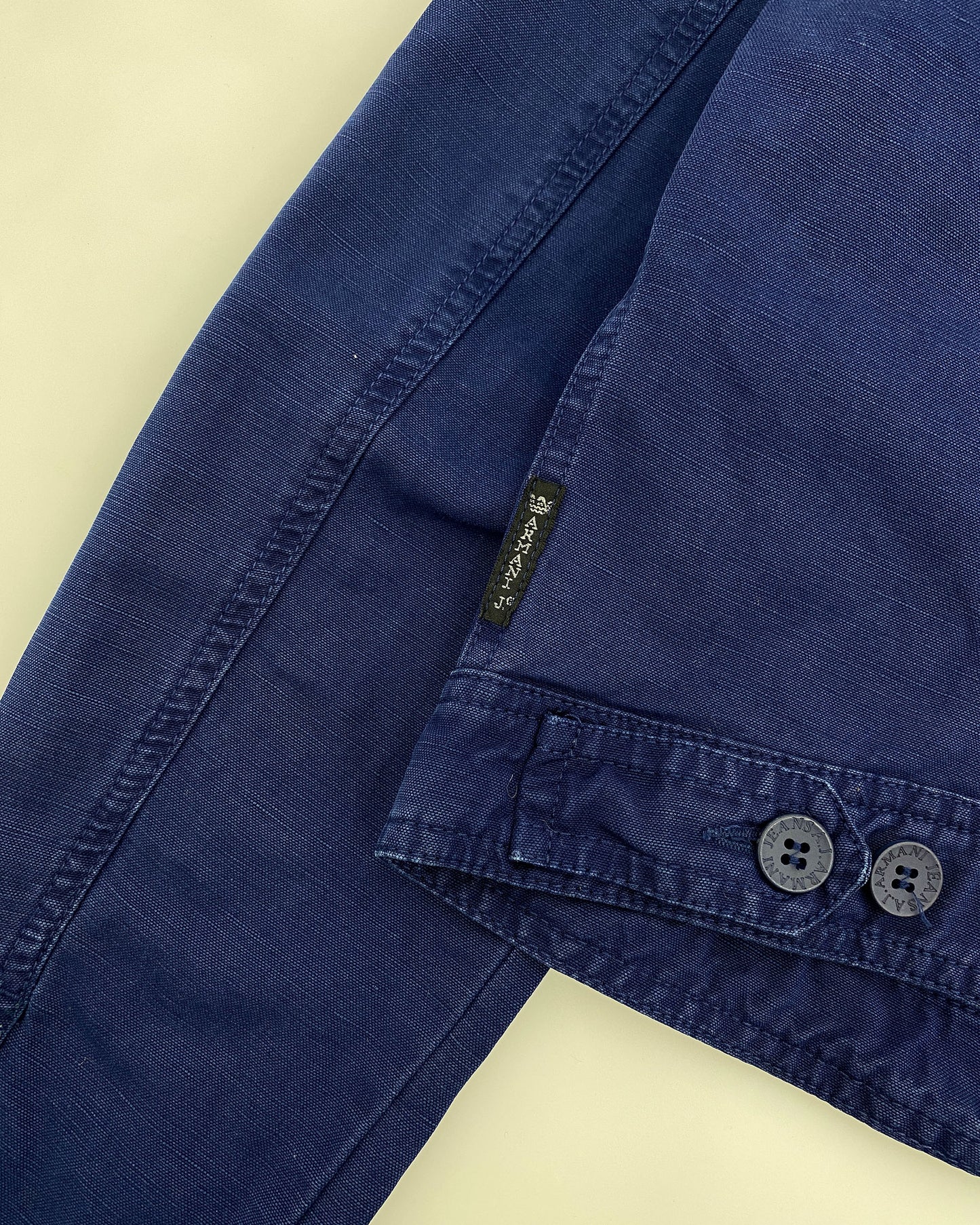 Armani Jeans 1990s Linen Trucker Jacket Navy