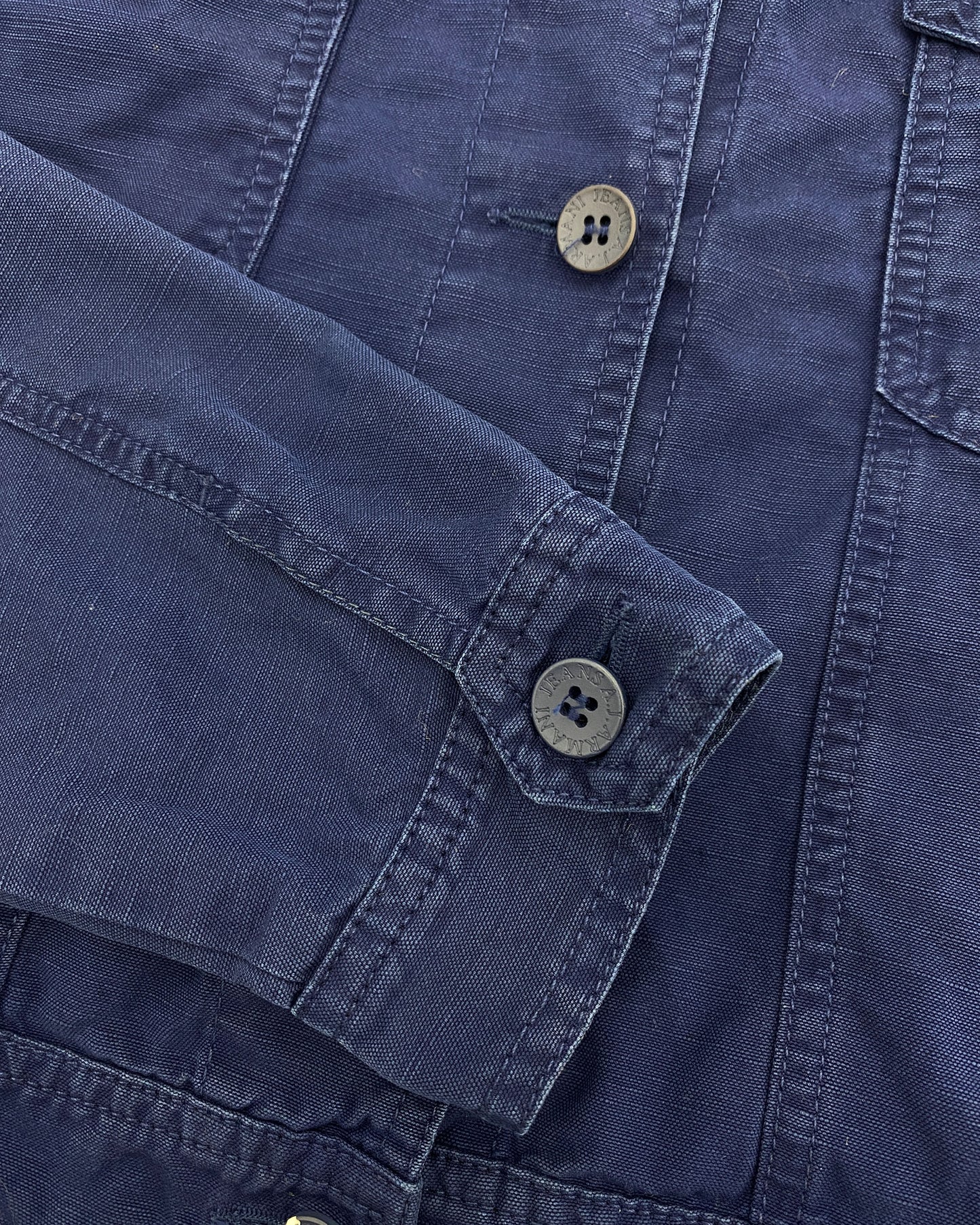 Armani Jeans 1990s Linen Trucker Jacket Navy