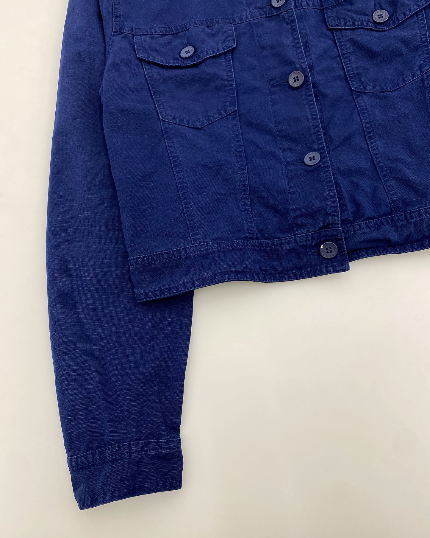 Armani Jeans 1990s Linen Trucker Jacket Navy