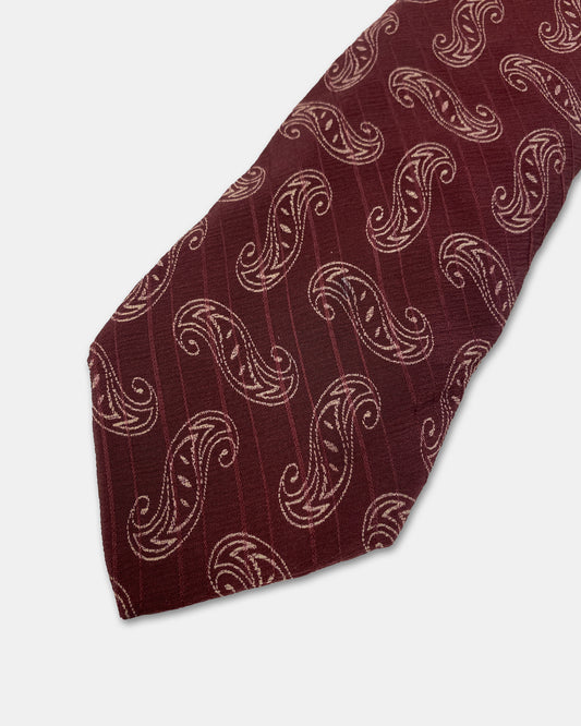 Giorgio Armani 1980s Paisley Pattern Tie Dark Red