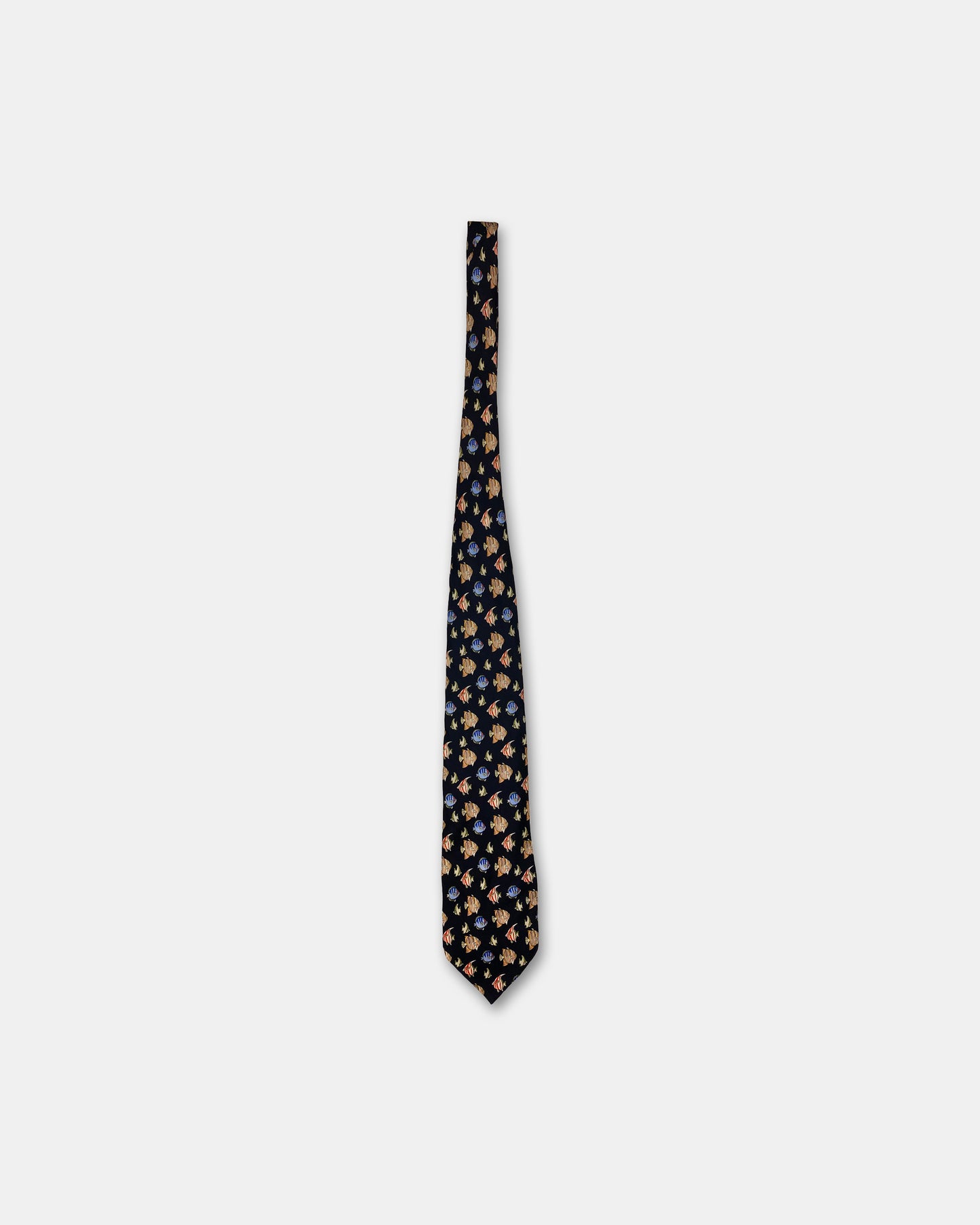 Vintage 1990s Fish Monogram Tie Navy