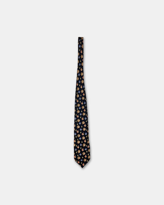 Vintage 1990s Fish Monogram Tie Navy