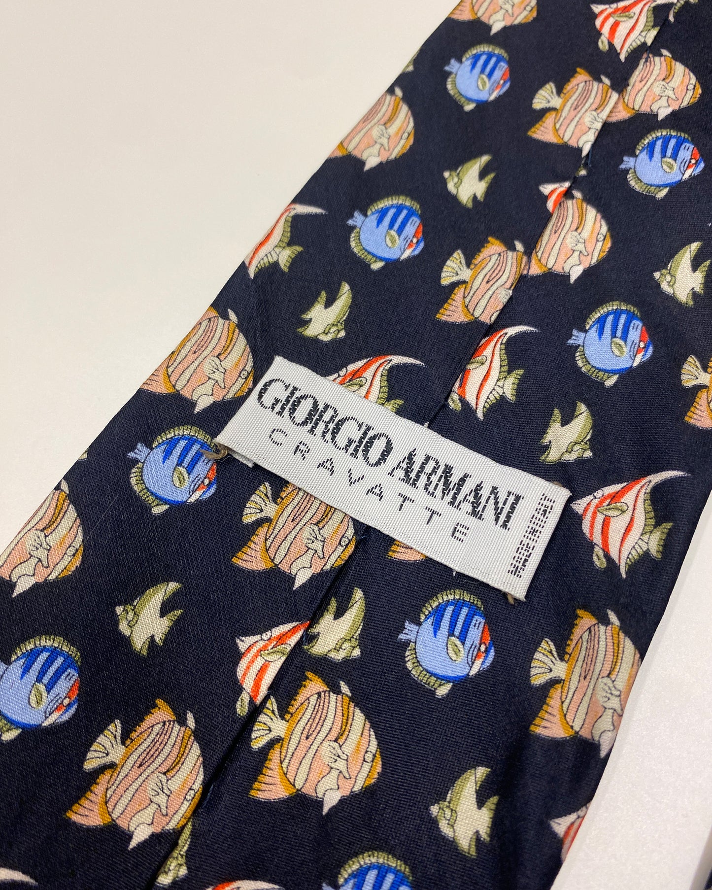 Vintage 1990s Fish Monogram Tie Navy