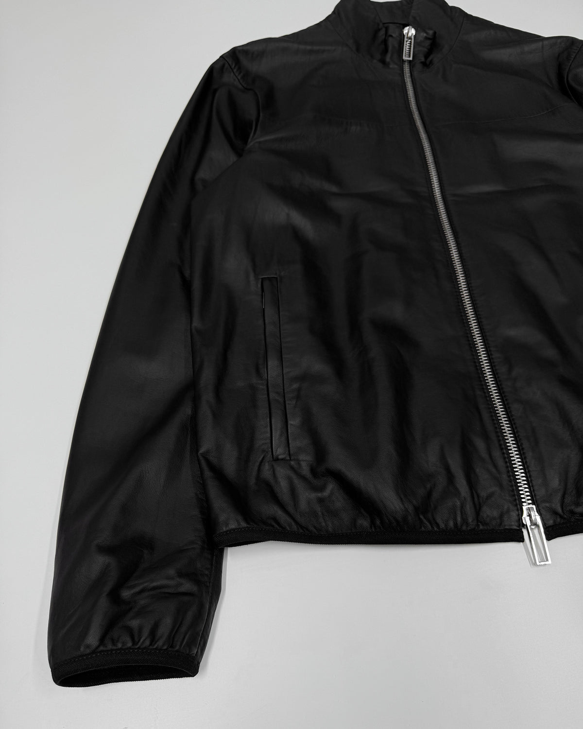 Emporio Armani SS2017 Thin Lamb Leather Jacket Black
