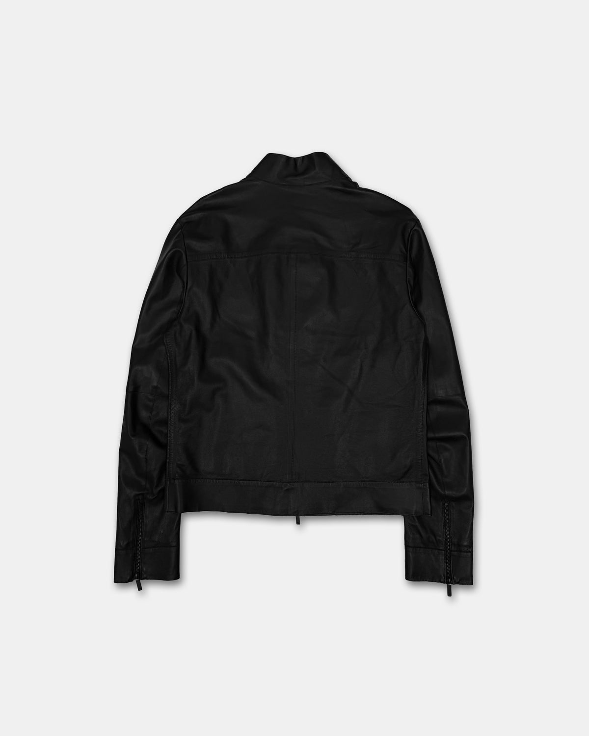Emporio Armani FW2015 Reflective Thin Lamb Leather Bomber Jacket Black