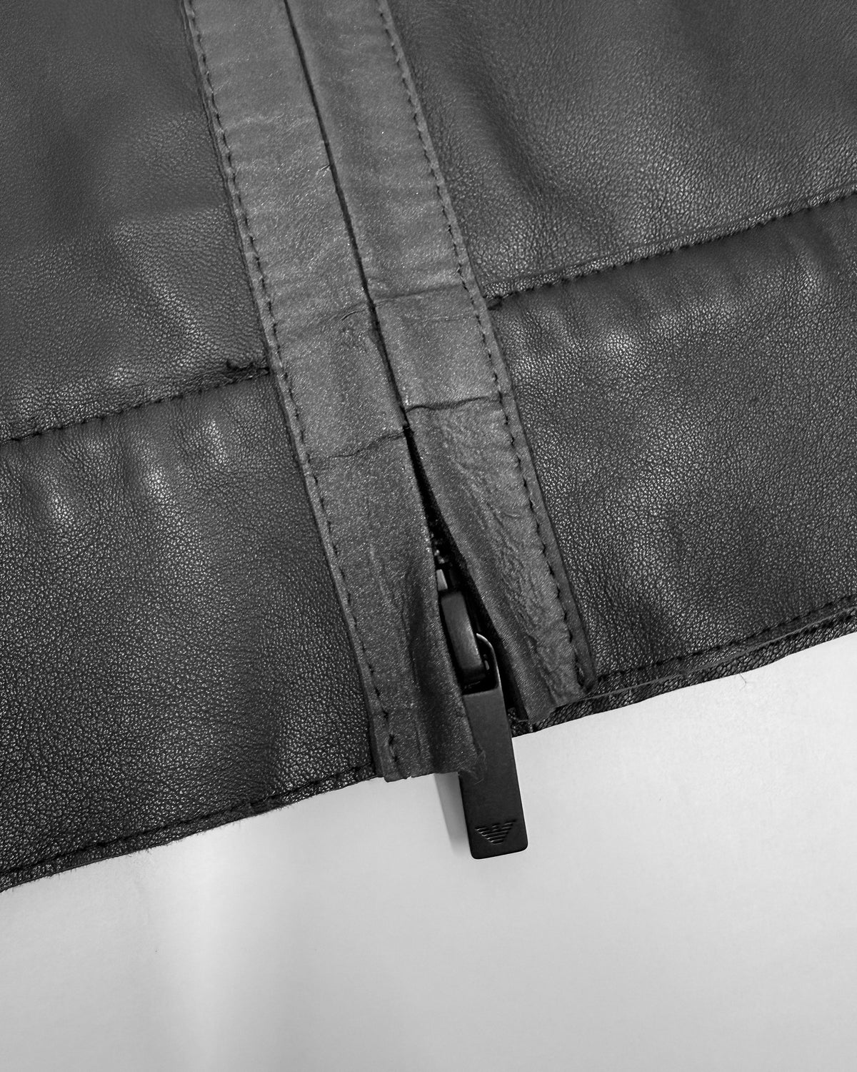 Emporio Armani FW2015 Reflective Thin Lamb Leather Bomber Jacket Black