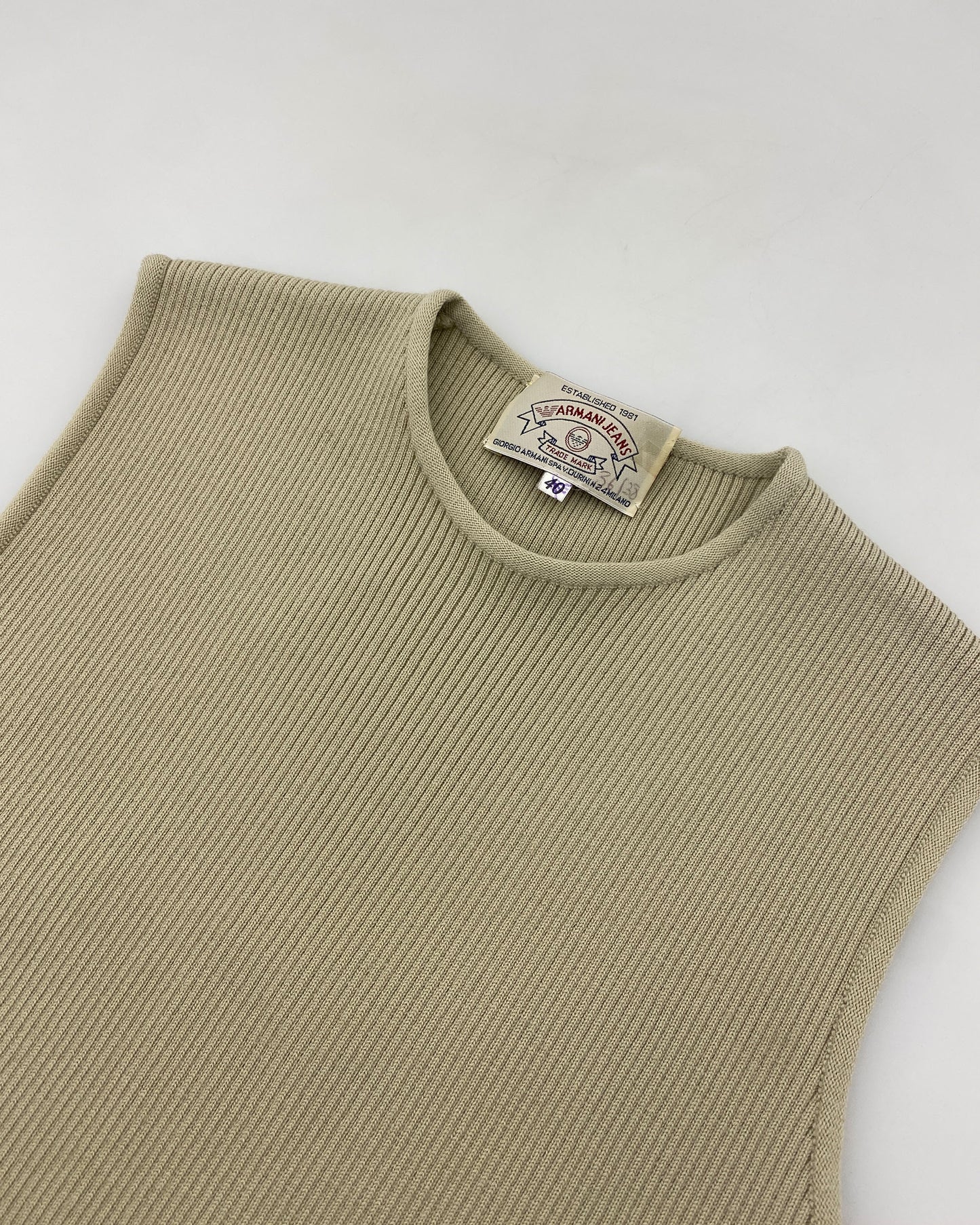 Armani Jeans 1990s Figure-Hugging Knit Tank Dress Beige