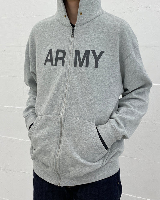 Vintage 2000s Army Zip Hoodie Grey