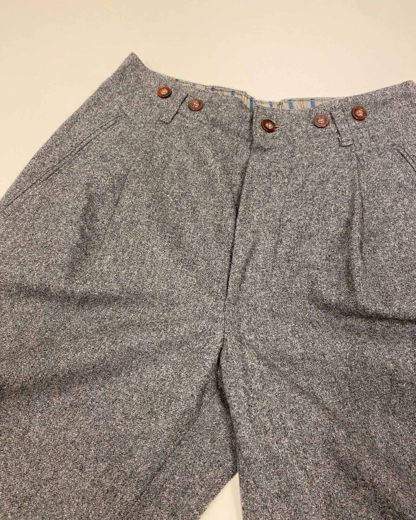 Benetton 1980s Wool Pleat Pants Grey