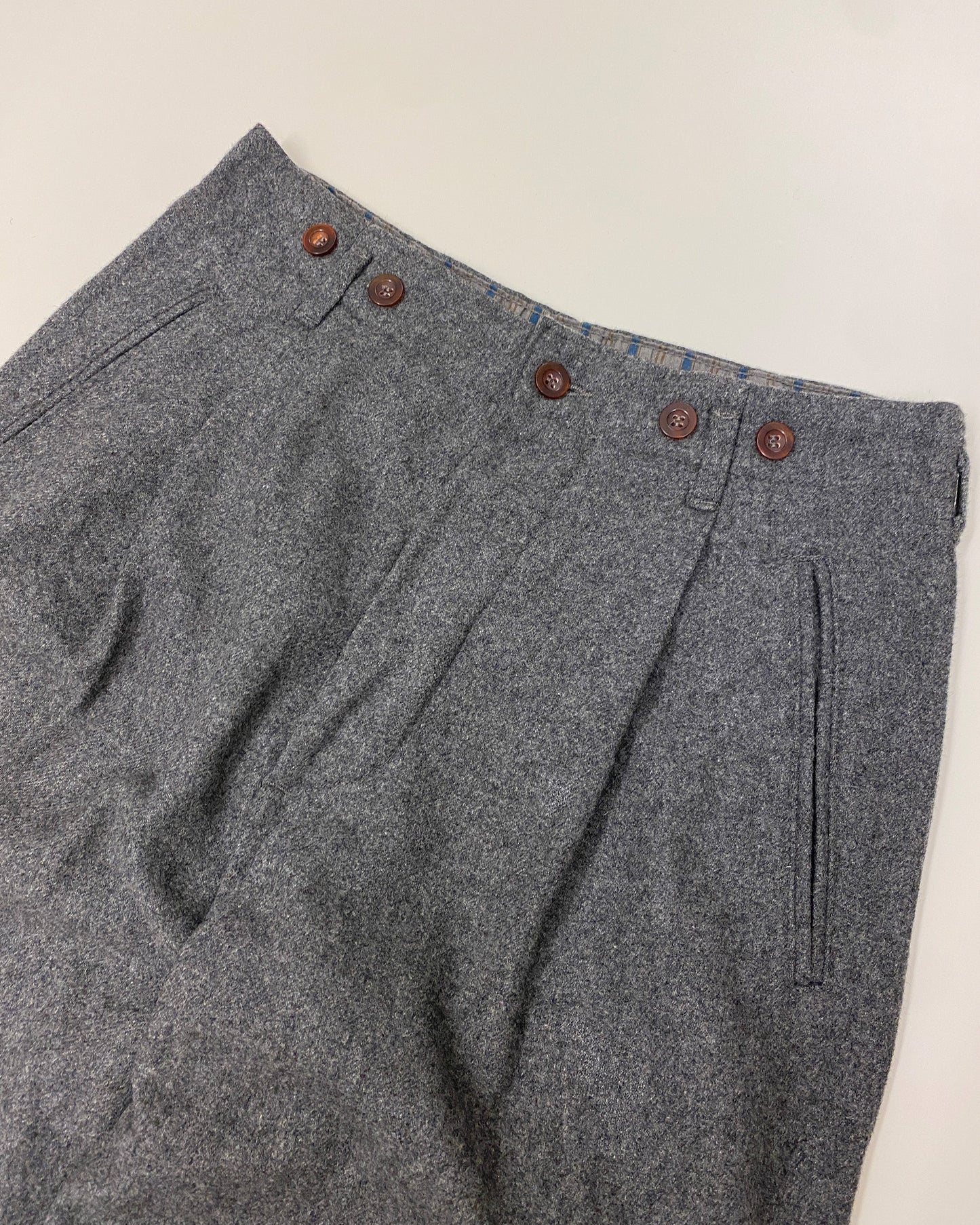 Benetton 1980s Wool Pleat Pants Grey