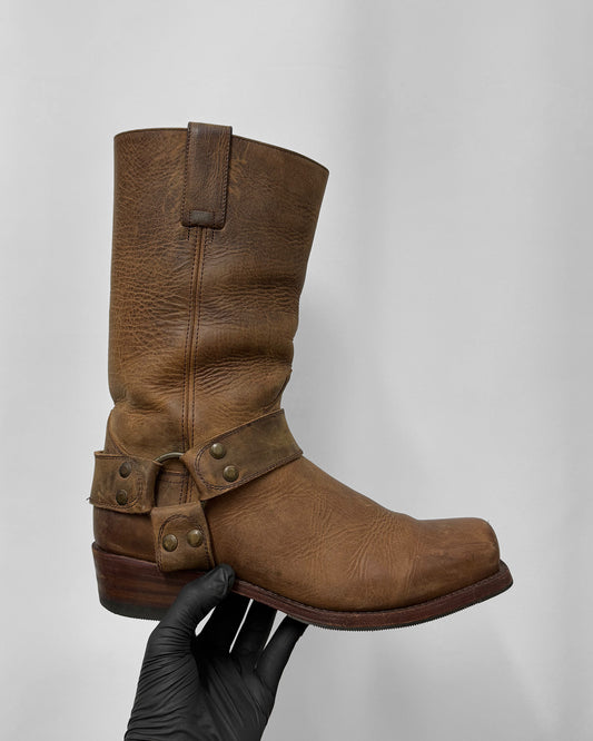 Sendra 2000s Square Toe Leather Biker Boots Brown