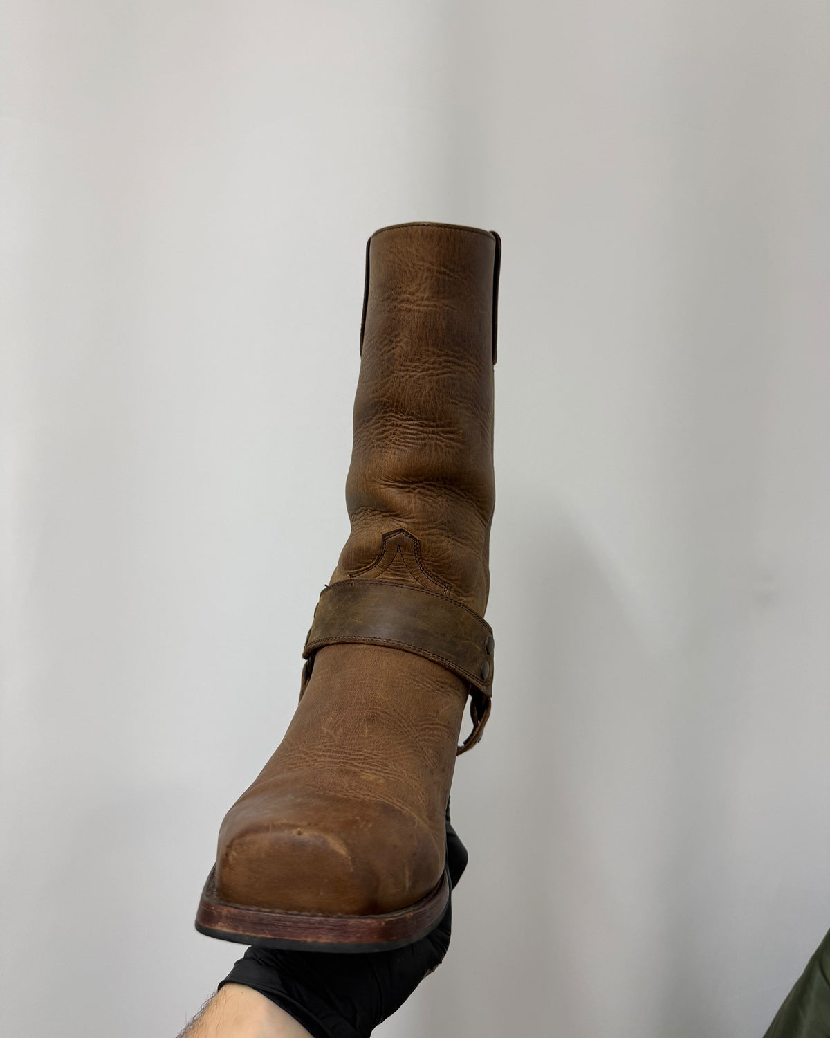 Sendra 2000s Square Toe Leather Biker Boots Brown