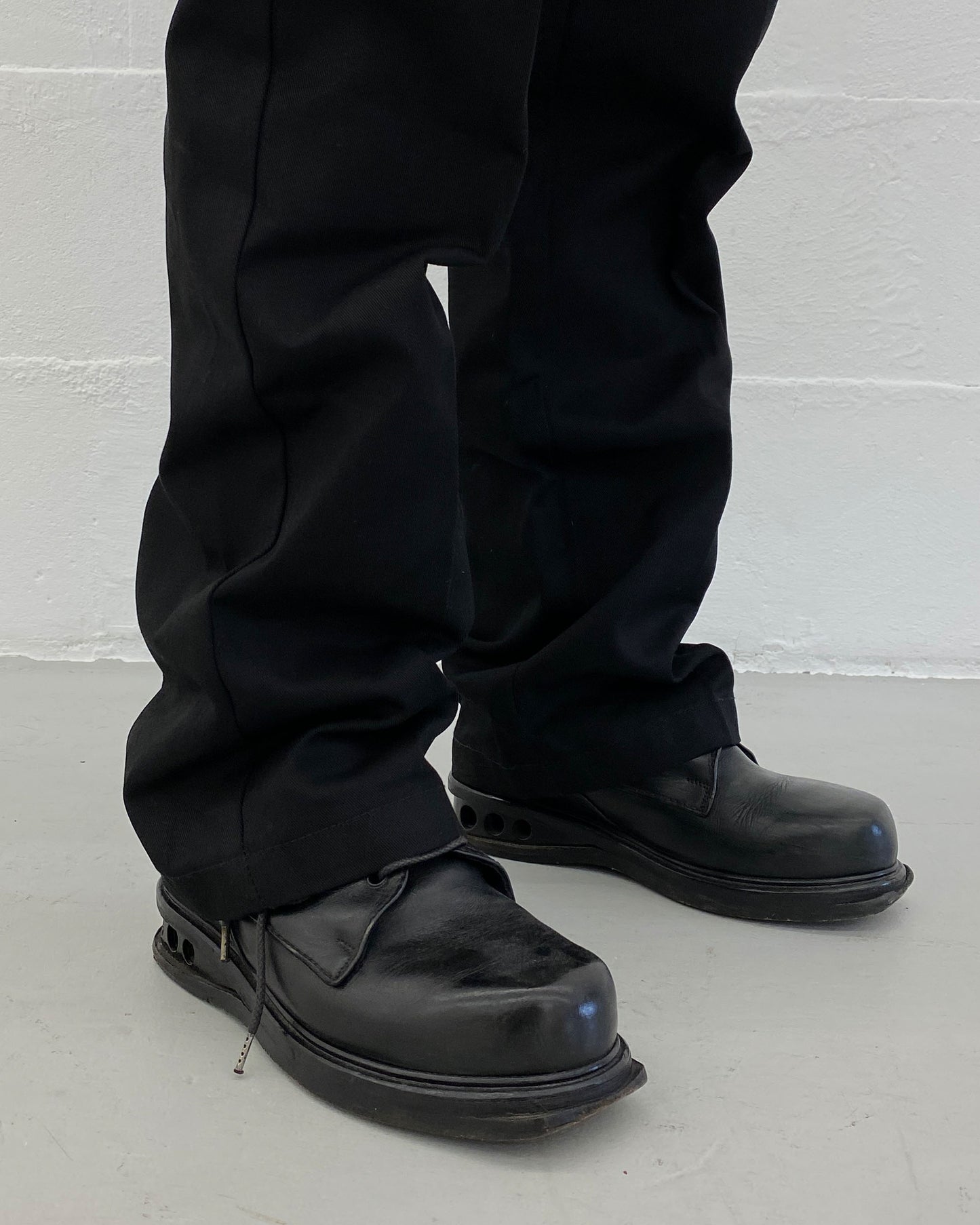 Dirk Bikkembergs 1990s Heel Holes Velcro Square Toe Ankle Boots Black