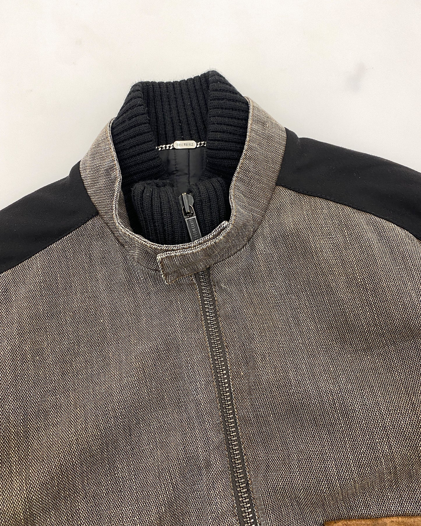 Bikkembergs 2000s Padded Leather Flap Pocket Jacket Grey Black