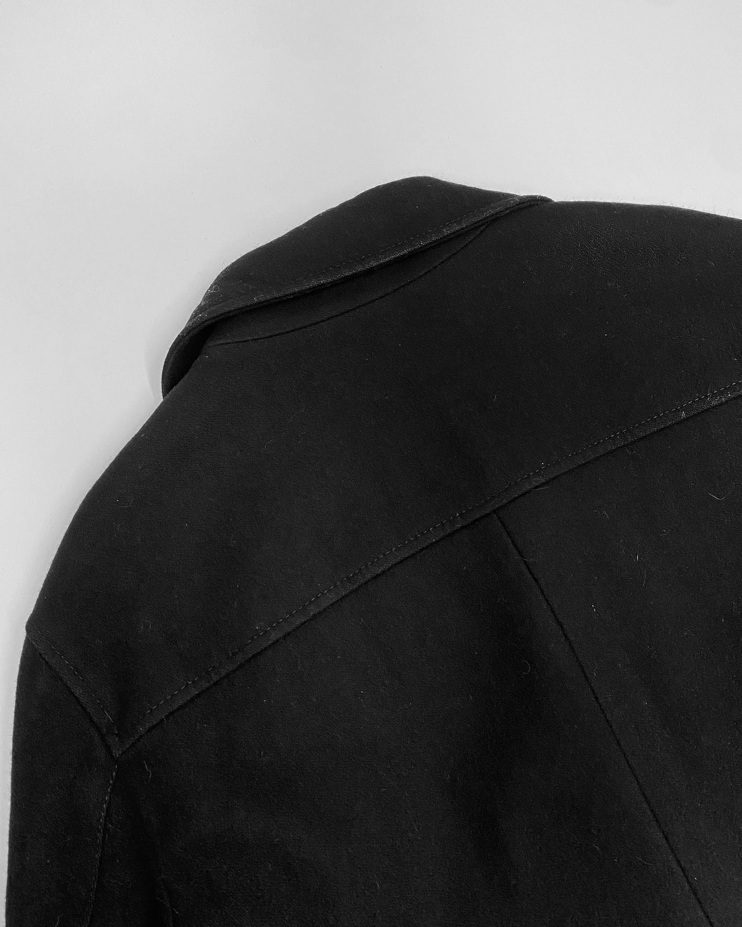 Bikkembergs 2010s Leather Patch Wool Coat Black