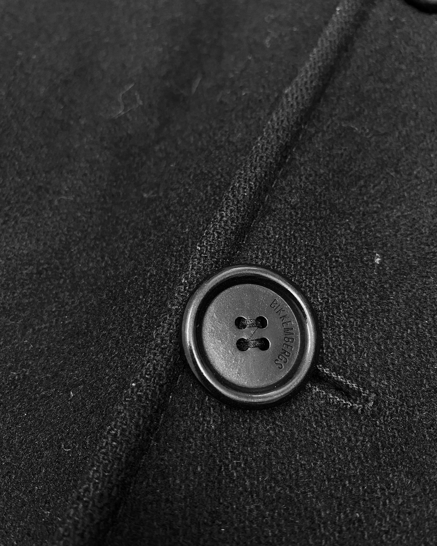 Bikkembergs 2010s Leather Patch Wool Coat Black