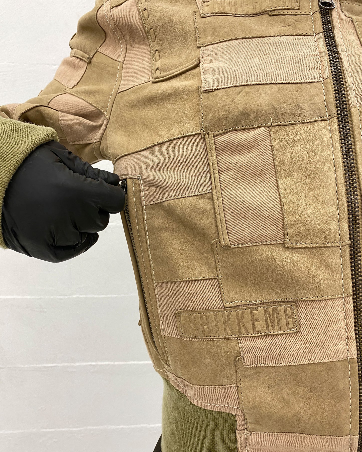 Bikkembergs 2000s Patchwork Leatherjacket Light Brown