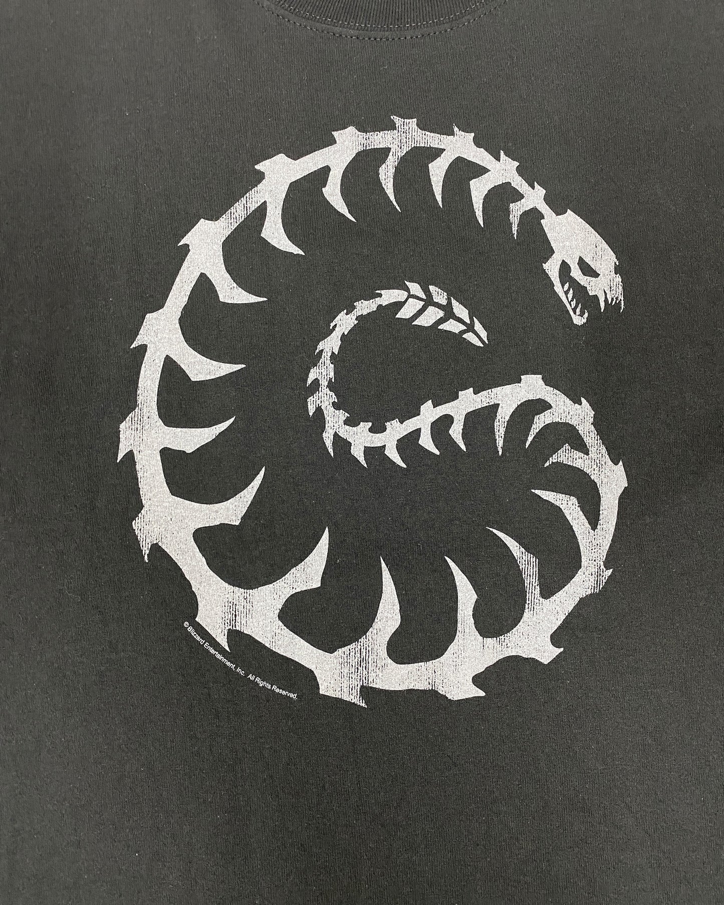 Blizzard 2010s SarCraft Raynor Raiders Snake Skeleton Circle T-Shirt Black