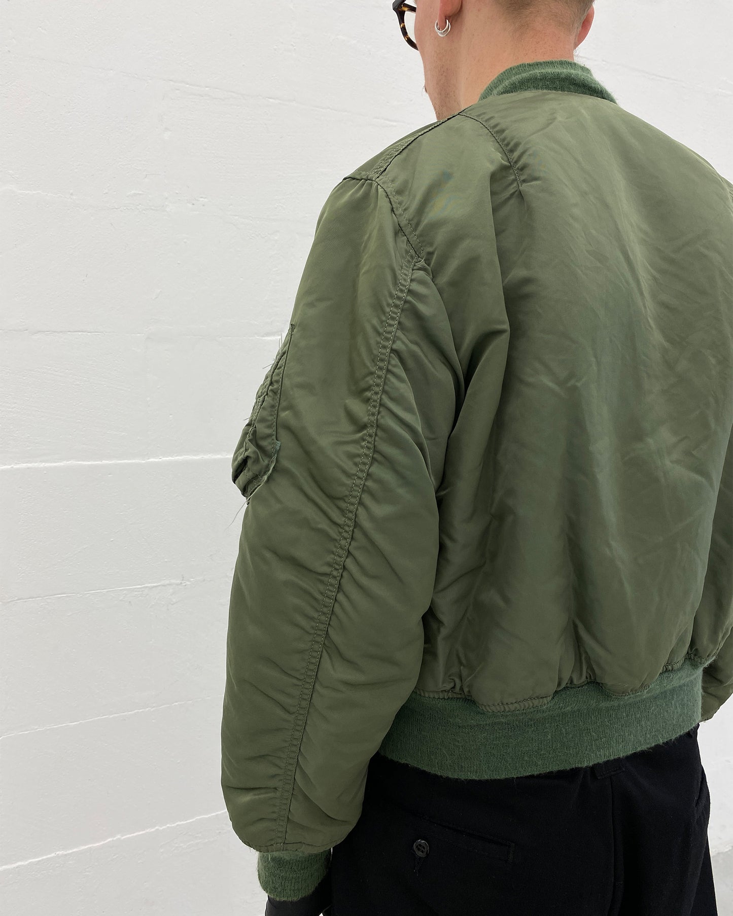 Vintage 1980s Made in USA MA-1 Bomber Jacket Green