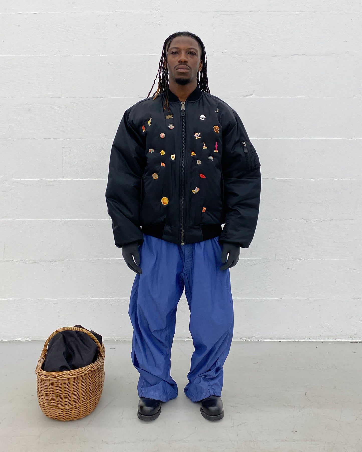 Vintage 2000s All Over Pins MA-1 Bomber Jacket Black