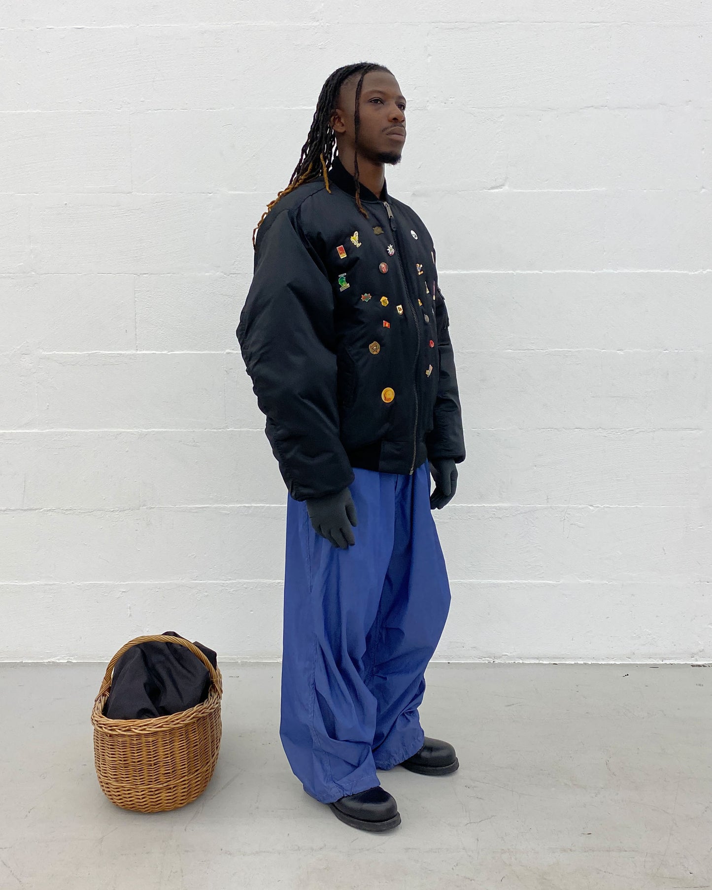Vintage 2000s All Over Pins MA-1 Bomber Jacket Black