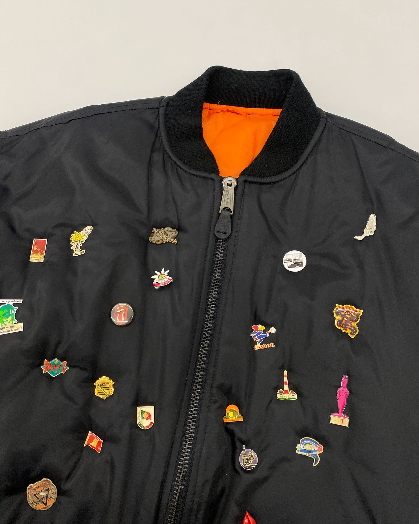 Vintage 2000s All Over Pins MA-1 Bomber Jacket Black