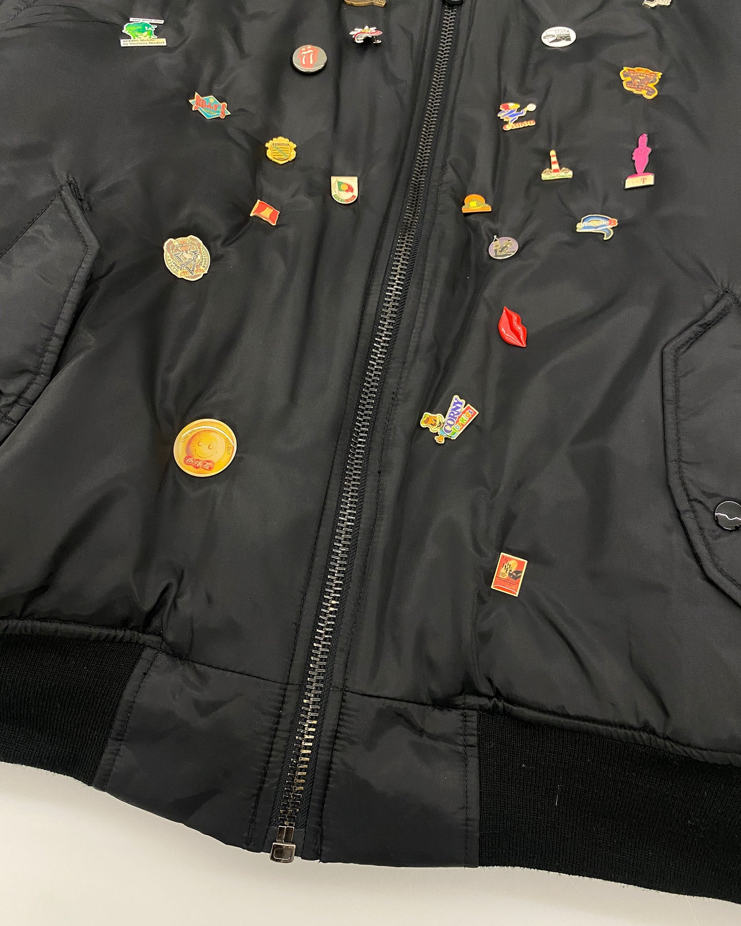 Vintage 2000s All Over Pins MA-1 Bomber Jacket Black