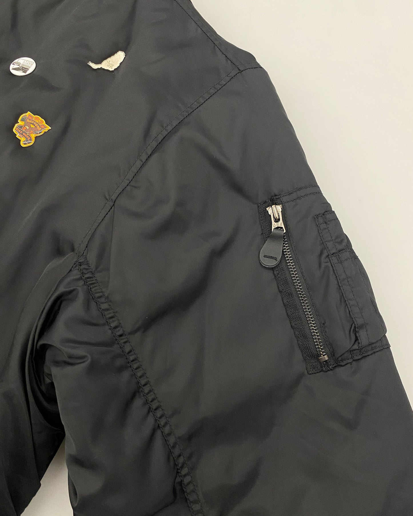 Vintage 2000s All Over Pins MA-1 Bomber Jacket Black
