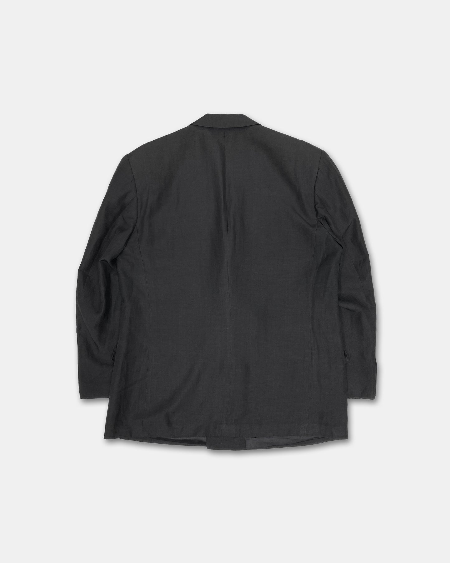 Hugo Boss 1980s Silk Linen Double Breasted Blazer Jacket Grey