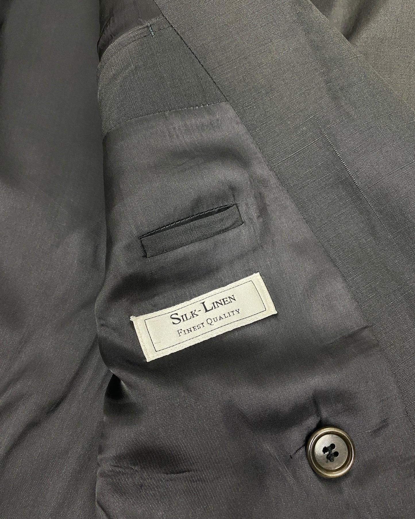 Hugo Boss 1980s Silk Linen Double Breasted Blazer Jacket Grey