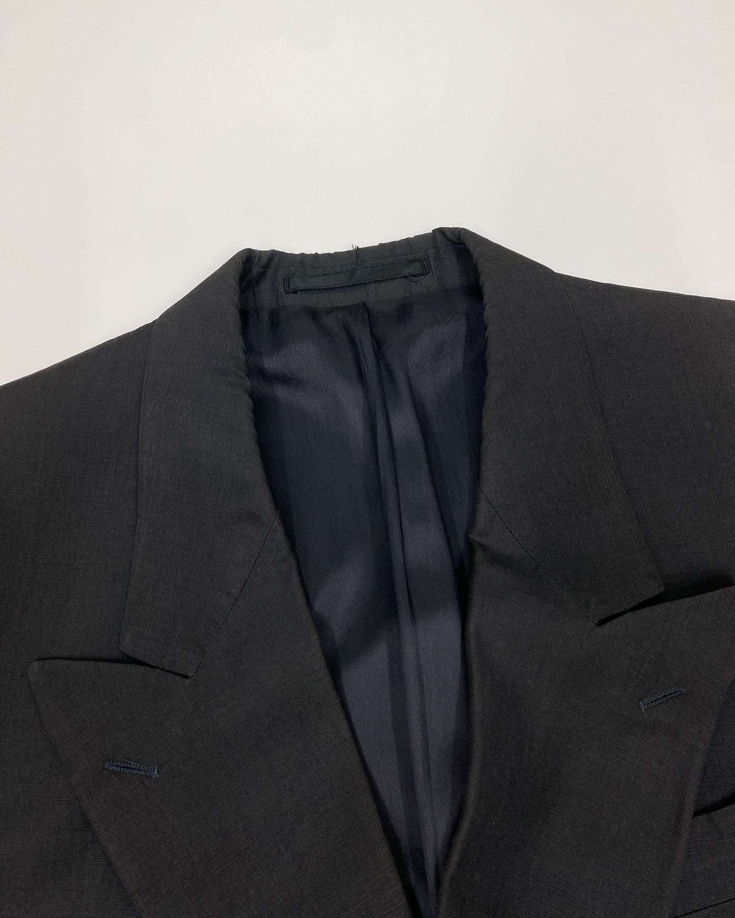 Hugo Boss 1980s Silk Linen Double Breasted Blazer Jacket Grey