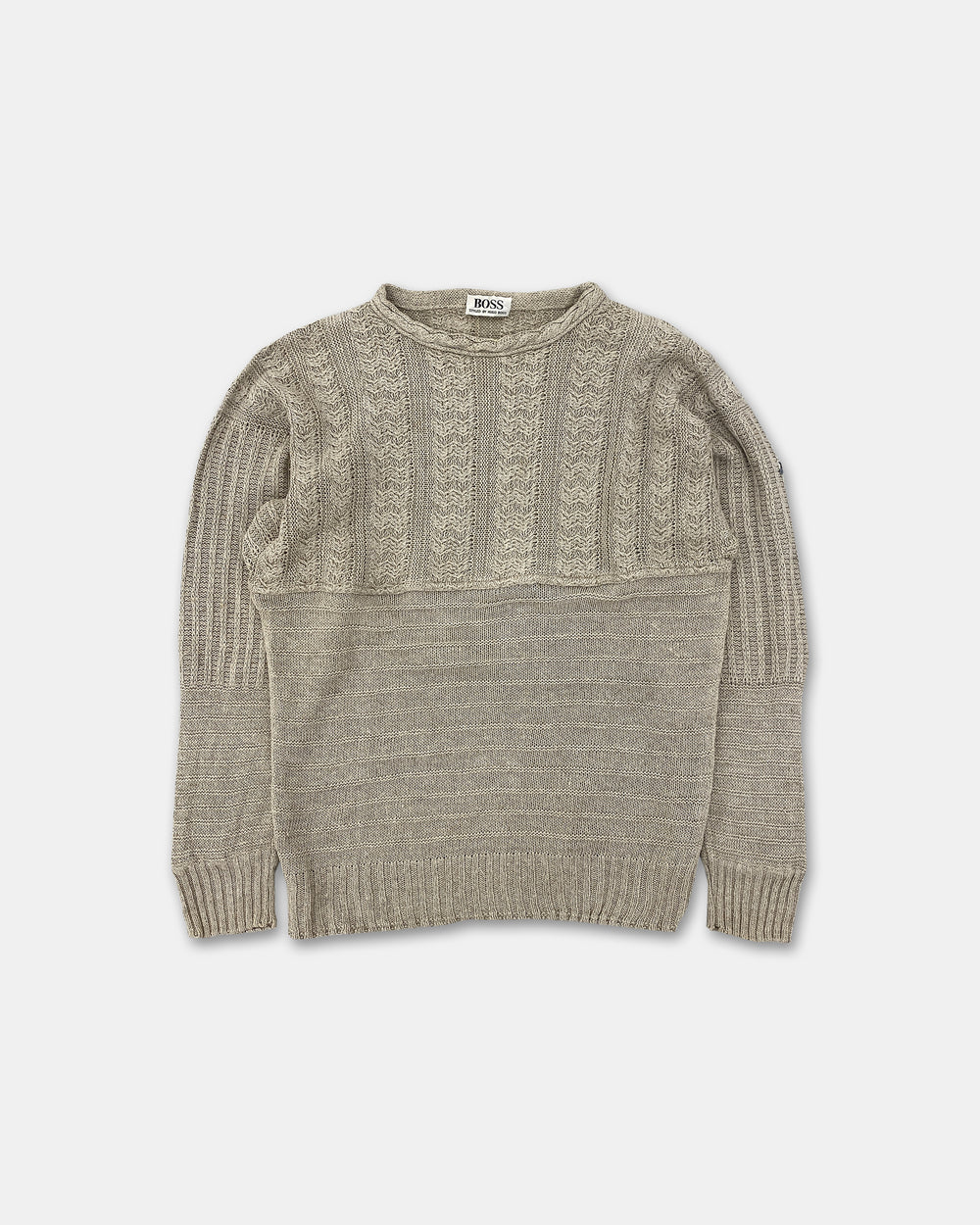 Hugo Boss 1980er Leinenstrickpullover Beige 