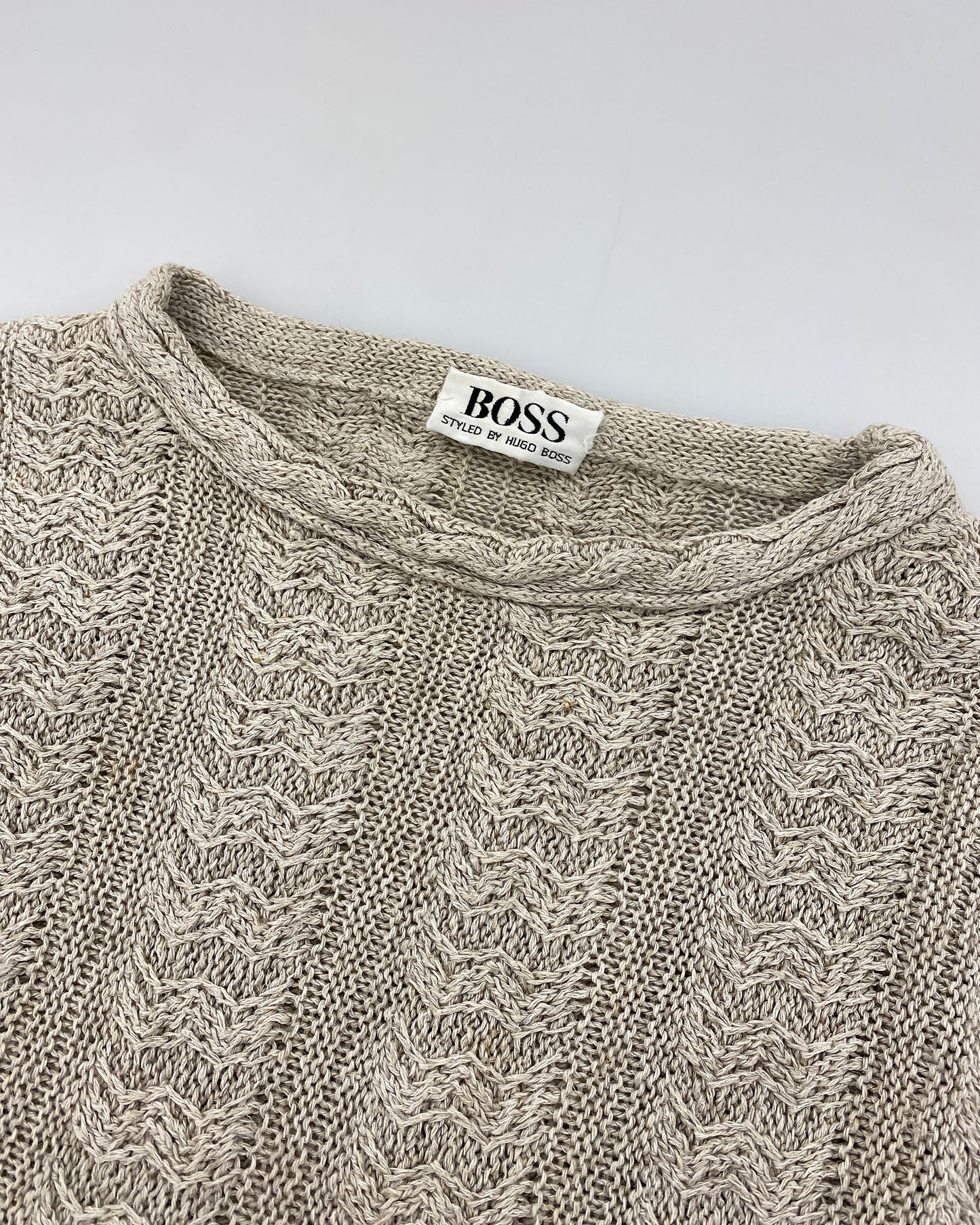 Hugo Boss 1980s Linen Knit Sweater Beige