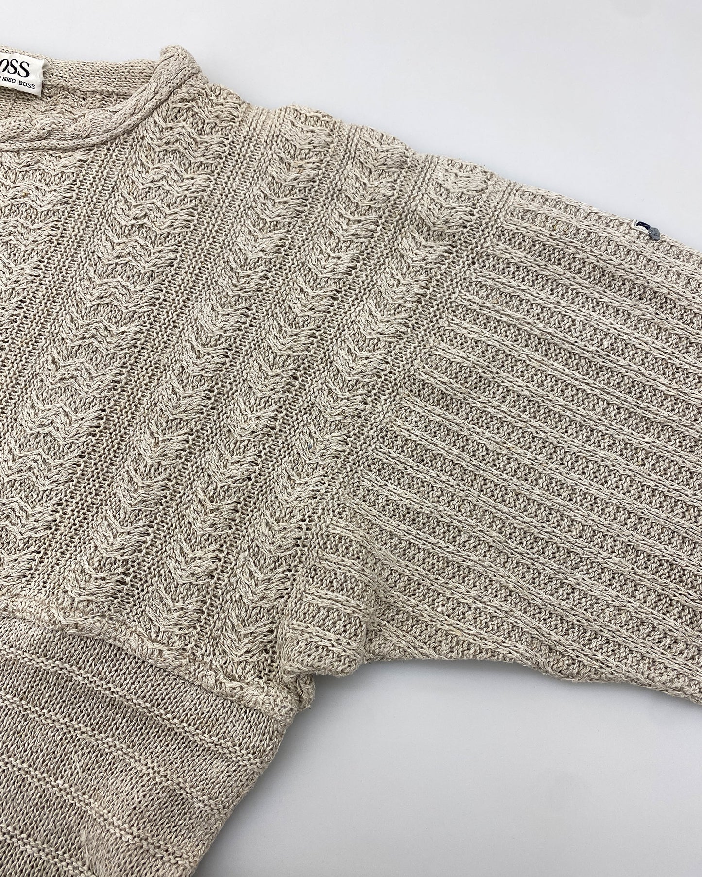 Hugo Boss 1980s Linen Knit Sweater Beige