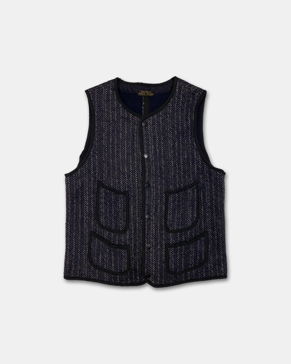 Brown's Beach 2010s Wool Early Vest Navy Stripe