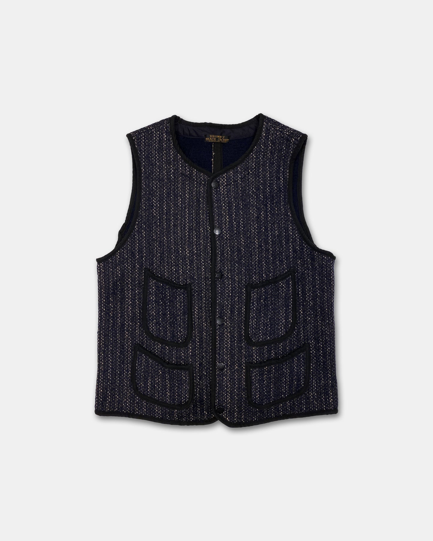 Brown's Beach 2010s Wool Early Vest Navy Stripe