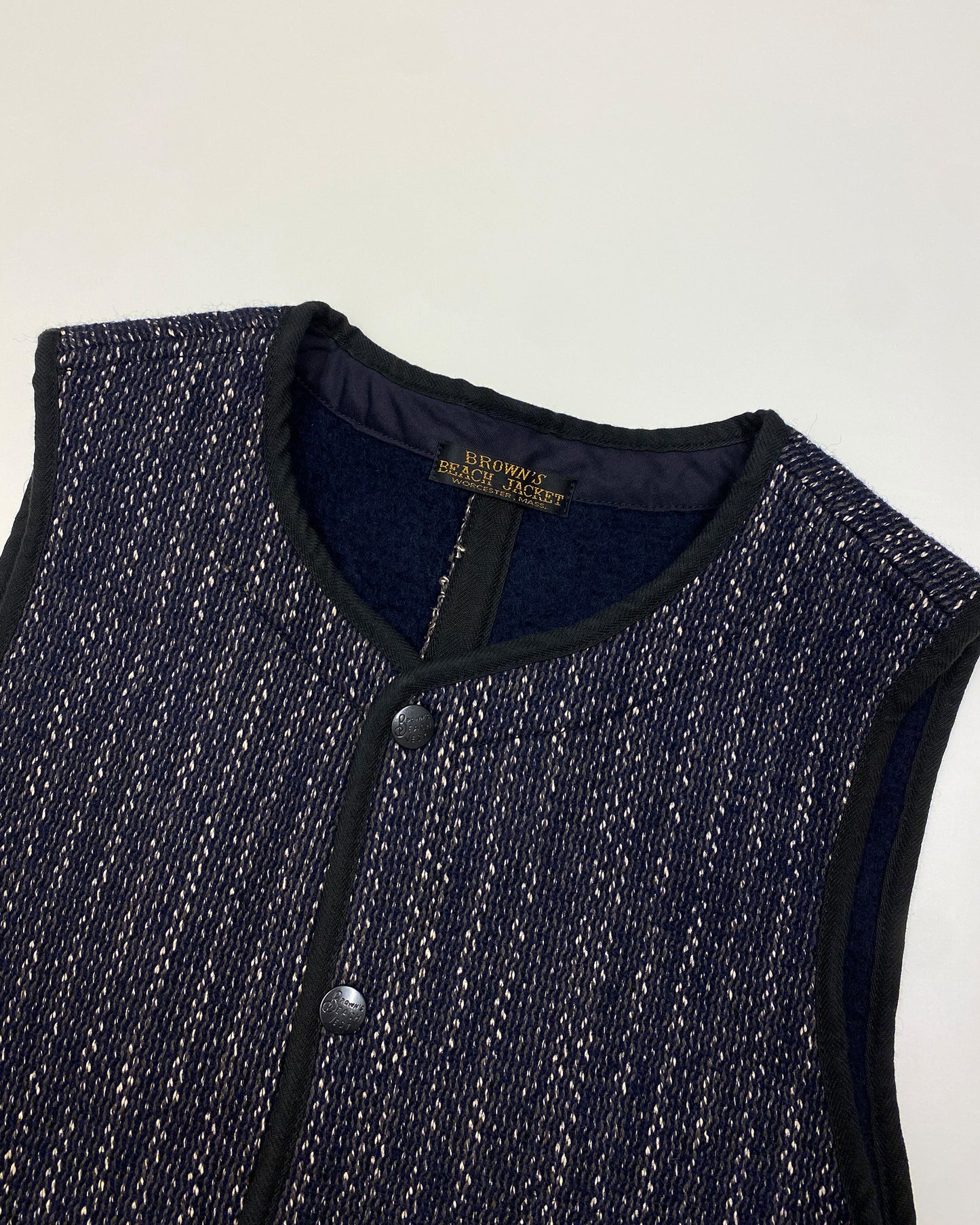 Brown's Beach 2010s Wool Early Vest Navy Stripe