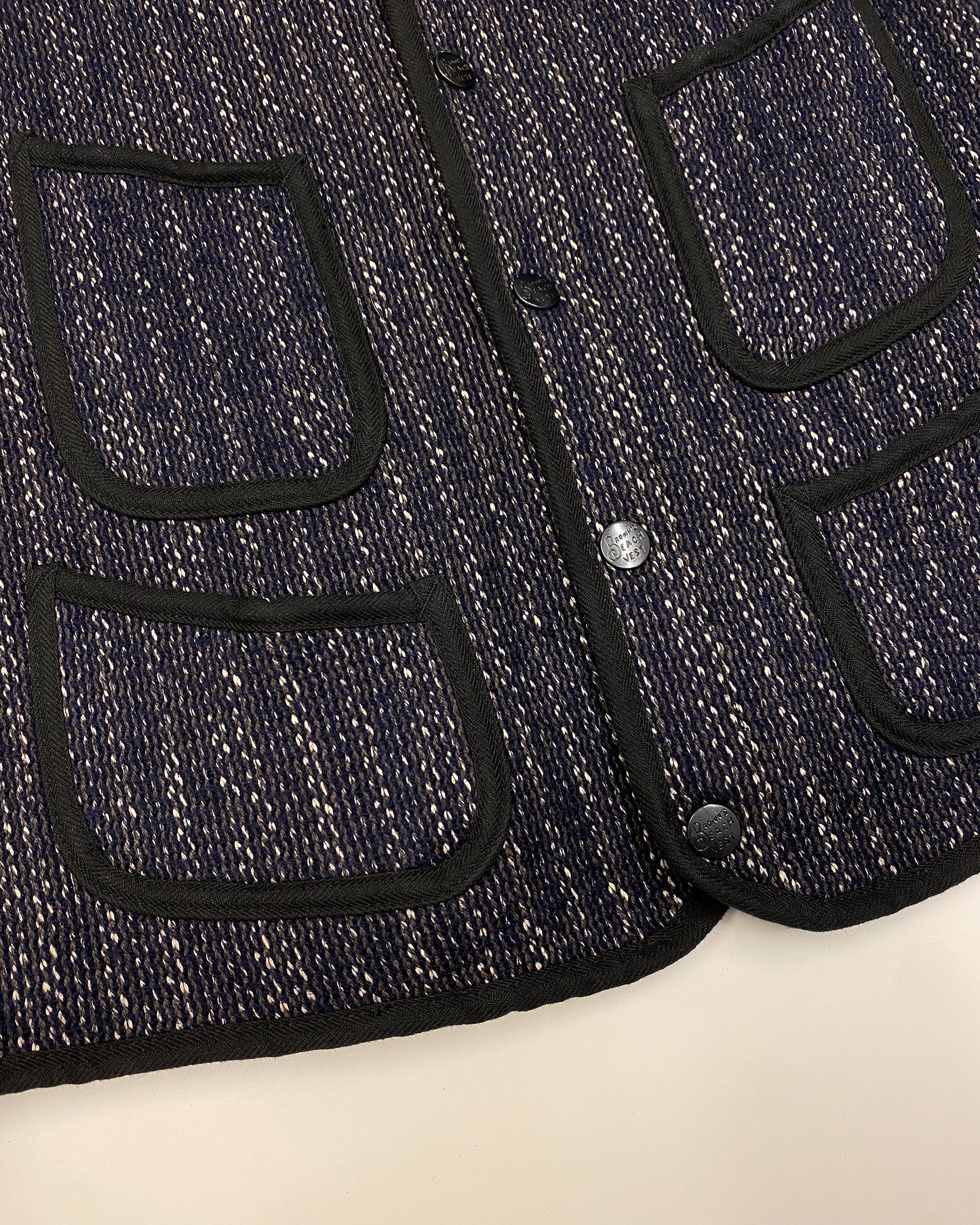Brown's Beach 2010s Wool Early Vest Navy Stripe